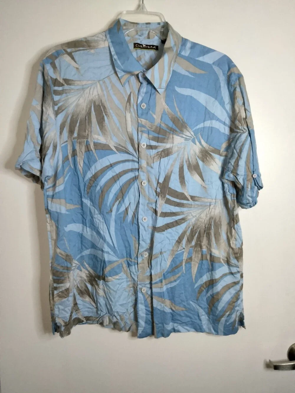 Cubavera (Size XL) Multicolored Tropical Leaf Viscose Blend Button Down SS Shirt - Picture 10 of 11